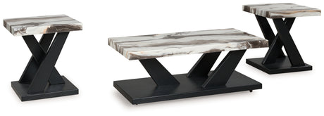 Sam's Furniture - Ashley Furniture - Cendill Table (Set of 3) - Occasional Table Set (3/CN) / Dark Brown/White/Black - T403-13