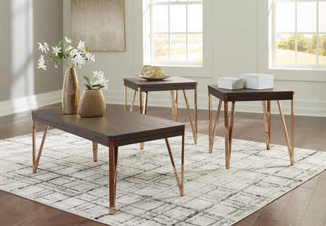 Sam's Furniture - Ashley Furniture - Bandyn Table (Set of 3) - Occasional Table Set (3/CN) / Brown/Champagne - T404-13