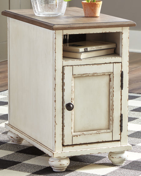 Sam's Furniture - Ashley Furniture - Realyn Chairside End Table - Chair Side End Table / White/Brown - T523-7