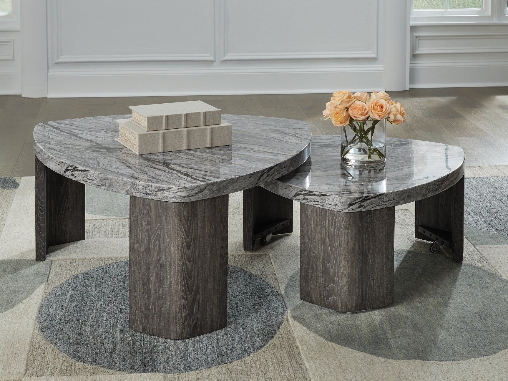 Sam's Furniture - Ashley Furniture - Surmour Stacked Coffee Table - Stacked Cocktail Table / Gray/Brown - T600-0