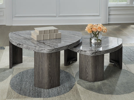 Sam's Furniture - Ashley Furniture - Surmour Stacked Coffee Table - Stacked Cocktail Table / Gray/Brown - T600-0