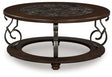 Sam's Furniture - Ashley Furniture - Frallyn Coffee Table - Round Cocktail Table / Dark Brown - T623-8