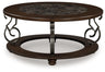 Sam's Furniture - Ashley Furniture - Frallyn Coffee Table - Round Cocktail Table / Dark Brown - T623-8