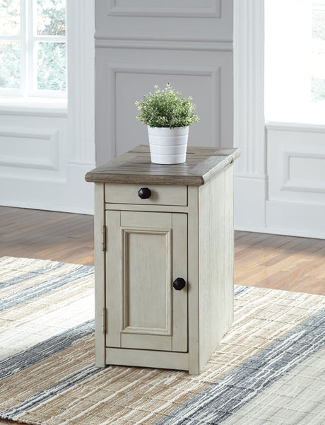 Sam's Furniture - Ashley Furniture - Bolanburg Chairside End Table with USB Ports & Outlets - Chair Side End Table / Two-tone - T637-7