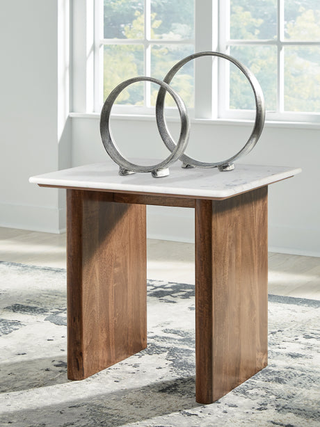 Sam's Furniture - Ashley Furniture - Isanti End Table - Square End Table / Light Brown/White - T662-3