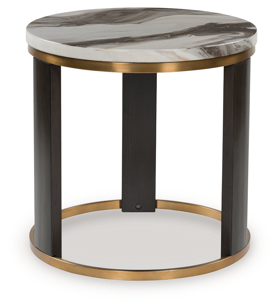 Sam's Furniture - Ashley Furniture - Jazmore End Table - Round End Table / Brown/Brass Finish - T671-6