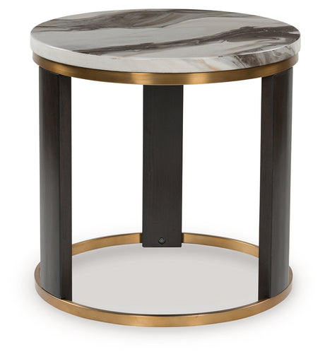Sam's Furniture - Ashley Furniture - Jazmore End Table - Round End Table / Brown/Brass Finish - T671-6