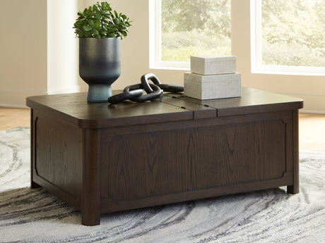 Sam's Furniture - Ashley Furniture - Breckington Coffee Table With Storage - Cocktail Table with Storage / Dark Brown - T678-20