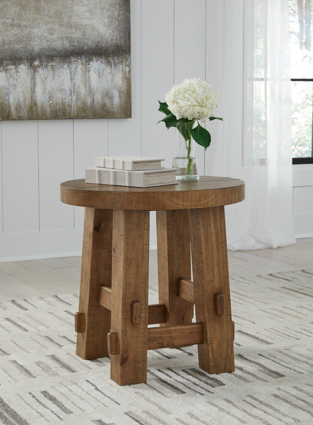 Sam's Furniture - Ashley Furniture - Mackifeld End Table - Round End Table / Warm Brown - T724-6