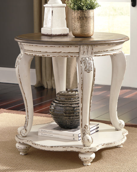 Sam's Furniture - Ashley Furniture - Realyn End Table - Round End Table / White/Brown - T743-6