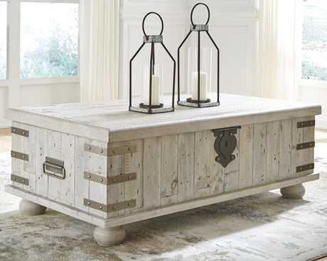 Sam's Furniture - Ashley Furniture - Carynhurst Coffee Table with Lift Top - Lift Top Cocktail Table / White Wash Gray - T757-9