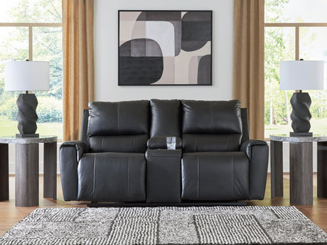 Sam's Furniture - Ashley Furniture - Glossmore Living Room - DBL Rec Loveseat w/Console / Black - PCU1170094