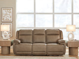 Sam's Furniture - Ashley Furniture - Glencroft Living Room - PWR REC Sofa with ADJ Headrest / Sahara - PCU1240015