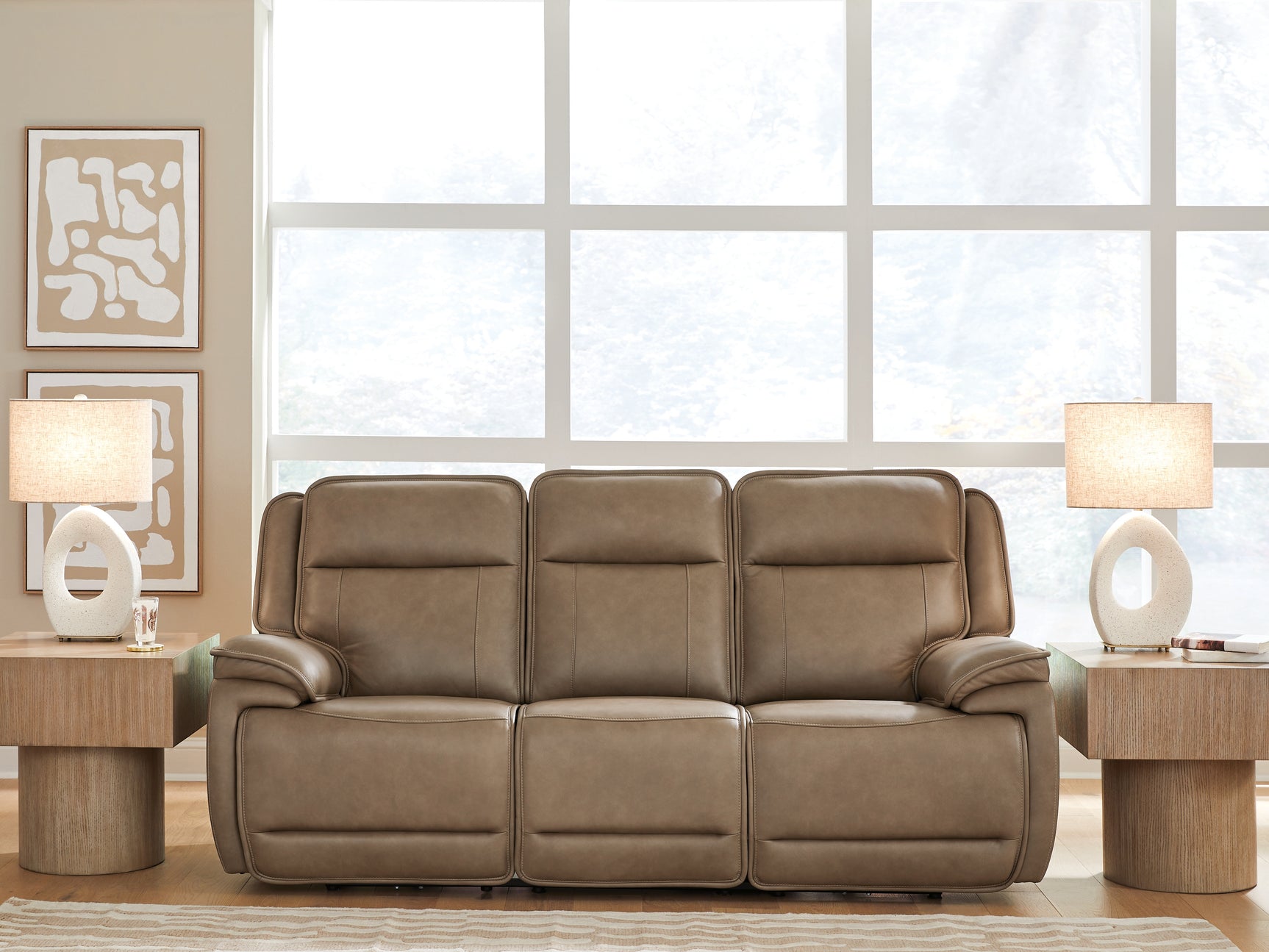 Sam's Furniture - Ashley Furniture - Glencroft Living Room - PWR REC Sofa with ADJ Headrest / Sahara - PCU1240015
