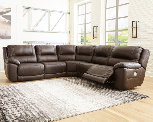 Sam's Furniture - Ashley Furniture - Dunleith Sectional - 3-Piece Power Reclining Loveseat with Console / Chocolate - U71604S4