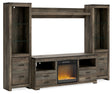 Sam's Furniture - Ashley Furniture - Trinell 4-Piece Entertainment Center with Electric Fireplace - 4-Piece Entertainment Center with Electric Fireplace / Brown - W446W10