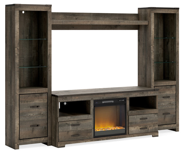 Sam's Furniture - Ashley Furniture - Trinell 4-Piece Entertainment Center with Electric Fireplace - 4-Piece Entertainment Center with Electric Fireplace / Brown - W446W10