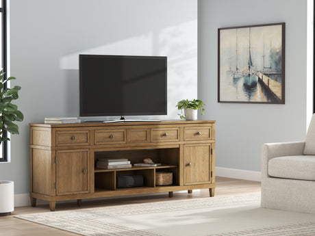 Sam's Furniture - Ashley Furniture - Sharlance 81" TV Stand - 81" / Light Brown - W655-68
