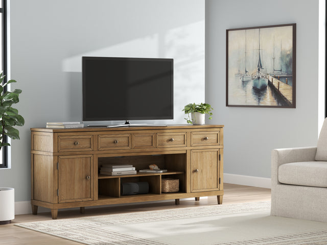 Sam's Furniture - Ashley Furniture - Sharlance 81" TV Stand - 81" / Light Brown - W655-68