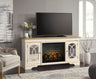 Sam's Furniture - Ashley Furniture - Realyn 74" TV Stand with Electric Fireplace - 74" TV Stand with Electric Fireplace / Chipped White - W743W2