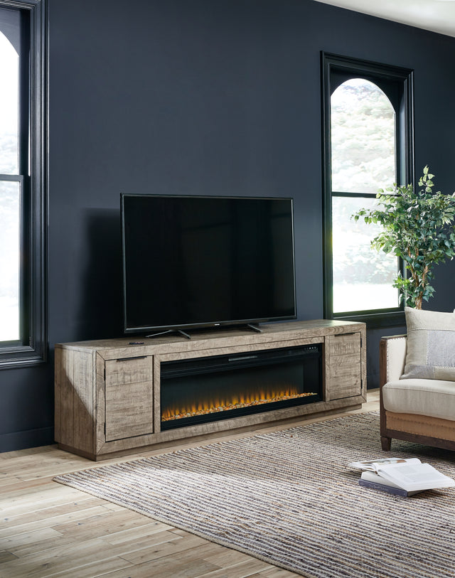 Sam's Furniture - Ashley Furniture - Krystanza TV Stand with Electric Fireplace - TV Stand with Electric Fireplace / Weathered Gray - W760W1